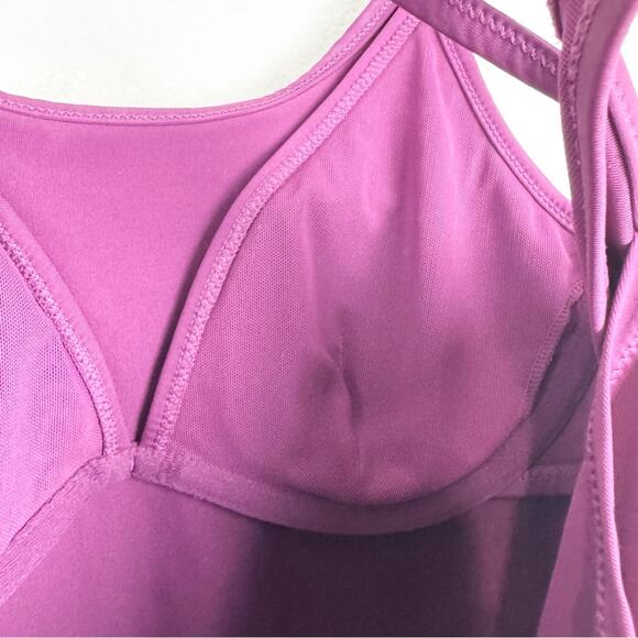 Athleta Cross Back Swim Blousy Tankini In Velvet Plum Size 32B/C Athletic Sporty - Picture 9 of 14